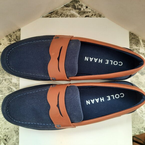 Cole Haan Blue Canvas Slip On  Casual Men's Size 12 like New - Picture 2 of 9